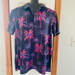 Men's Apt. 9 Palm Tree Print Shirt - Black and Pink- Large